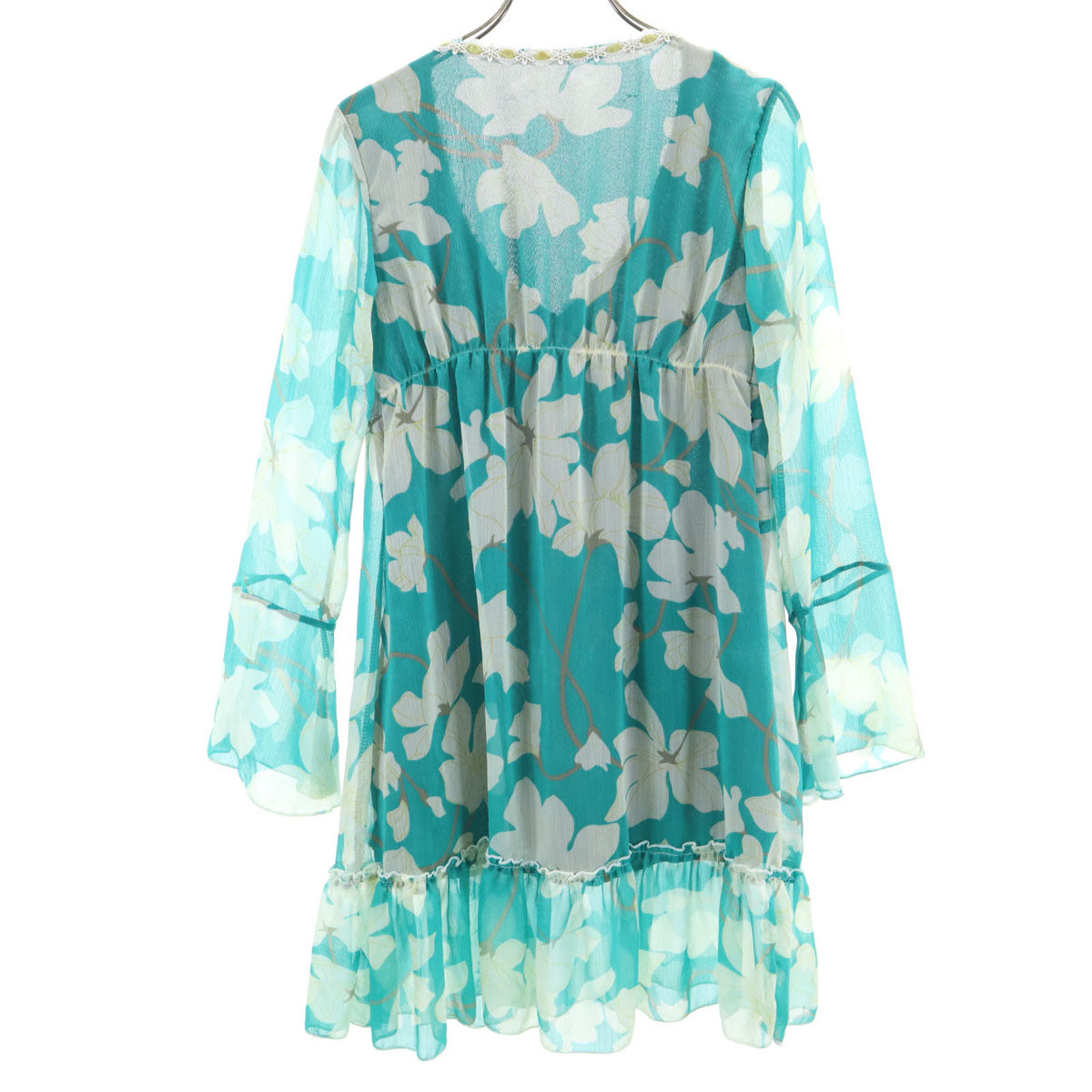 ICHIOKU イチオク 総柄 長袖 シフォン チュニック グリーン系 レディース