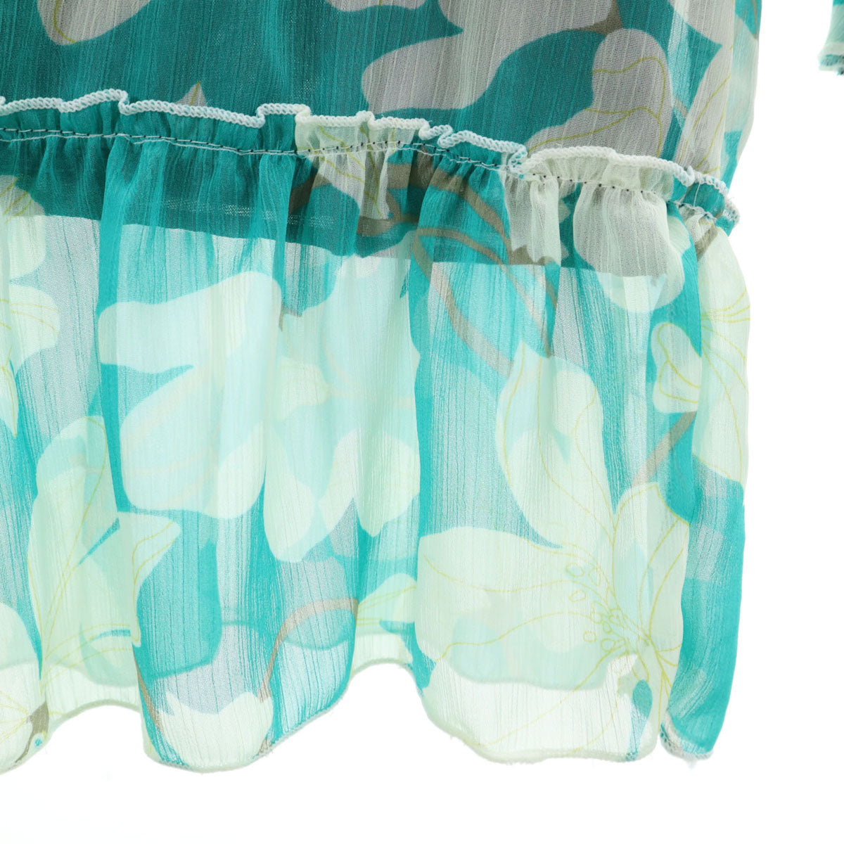 ICHIOKU イチオク 総柄 長袖 シフォン チュニック グリーン系 レディース