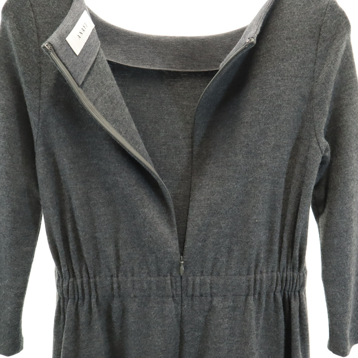 ANAYI アナイ ウール100% 日本製 5分袖 ワンピース 36 グレー レディース