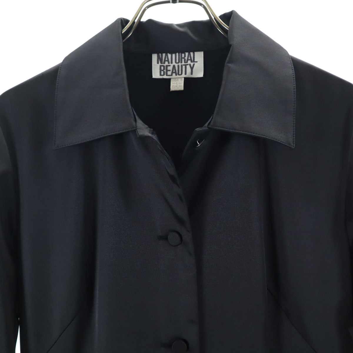 NATURAL BEAUTY ナチュラルビューティー 日本製 7分袖 ワンピース L ブラック レディース
