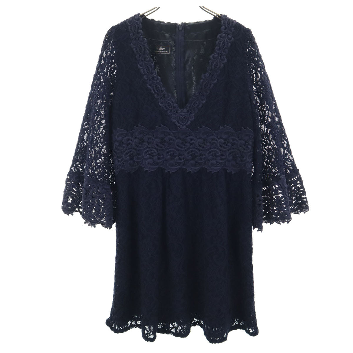 GRACE CONTINENTAL グレースコンチネンタル 長袖 レース ミニワンピース 38 ネイビー レディース