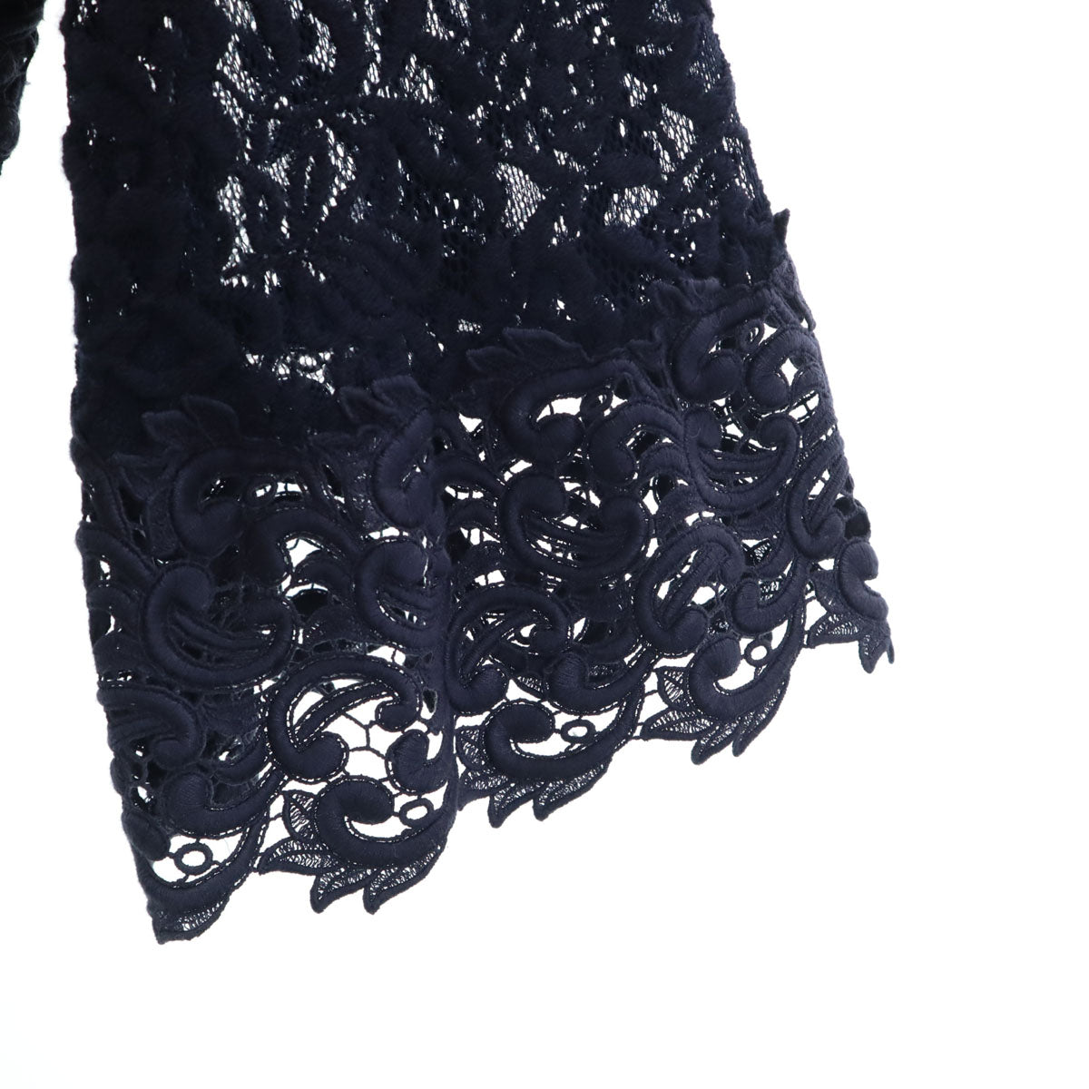 GRACE CONTINENTAL グレースコンチネンタル 長袖 レース ミニワンピース 38 ネイビー レディース