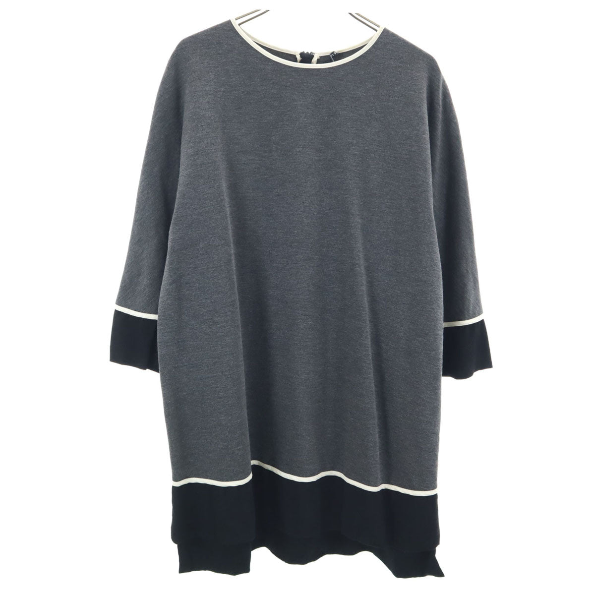 LIVIANA CONTI リビアナコンティ イタリア製 7分袖 天竺 ジャージー生地 チュニック 40 チャコールグレー レディース
