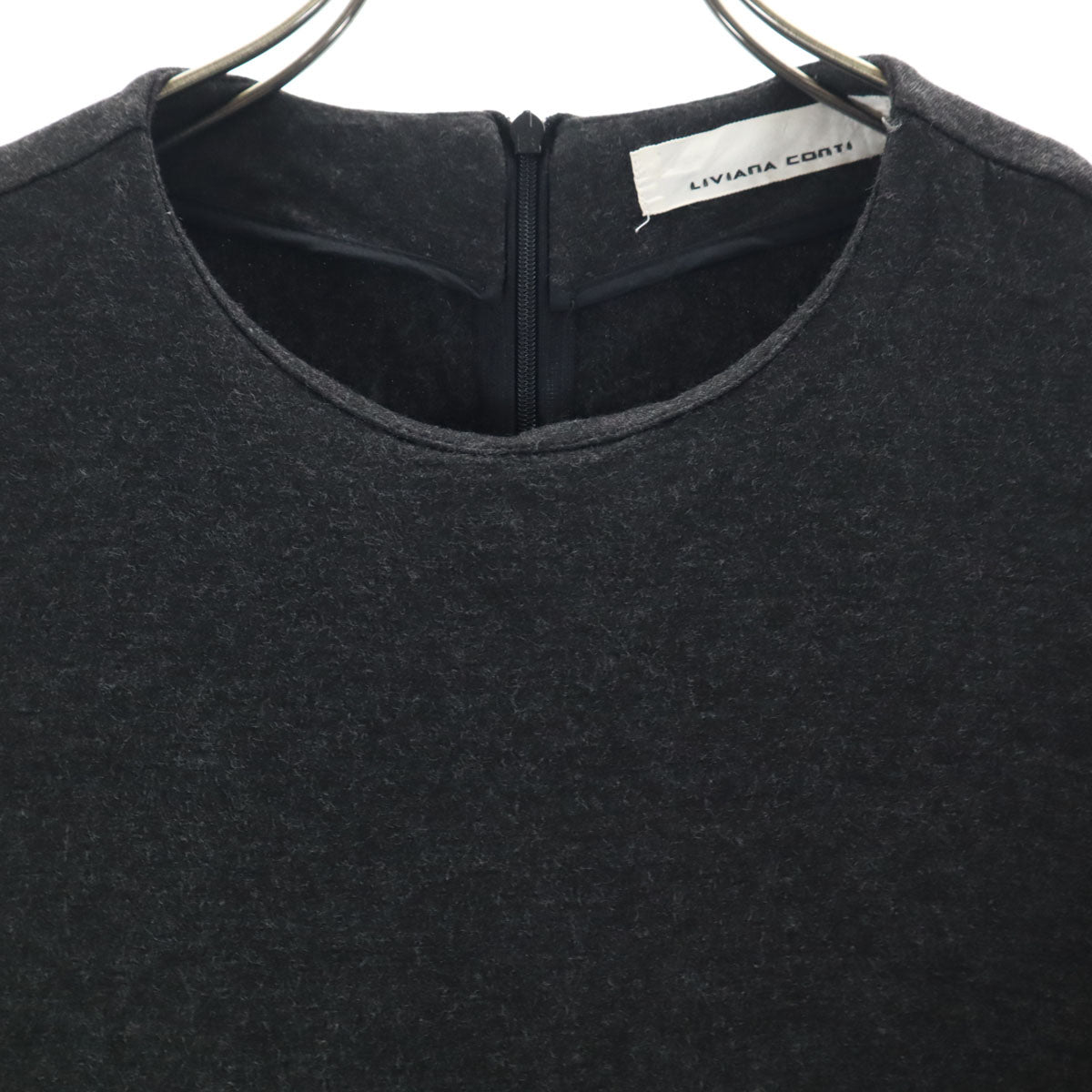 LIVIANA CONTI リビアナコンティ 長袖 天竺 ジャージー生地 チュニック 44 チャコールグレー レディース