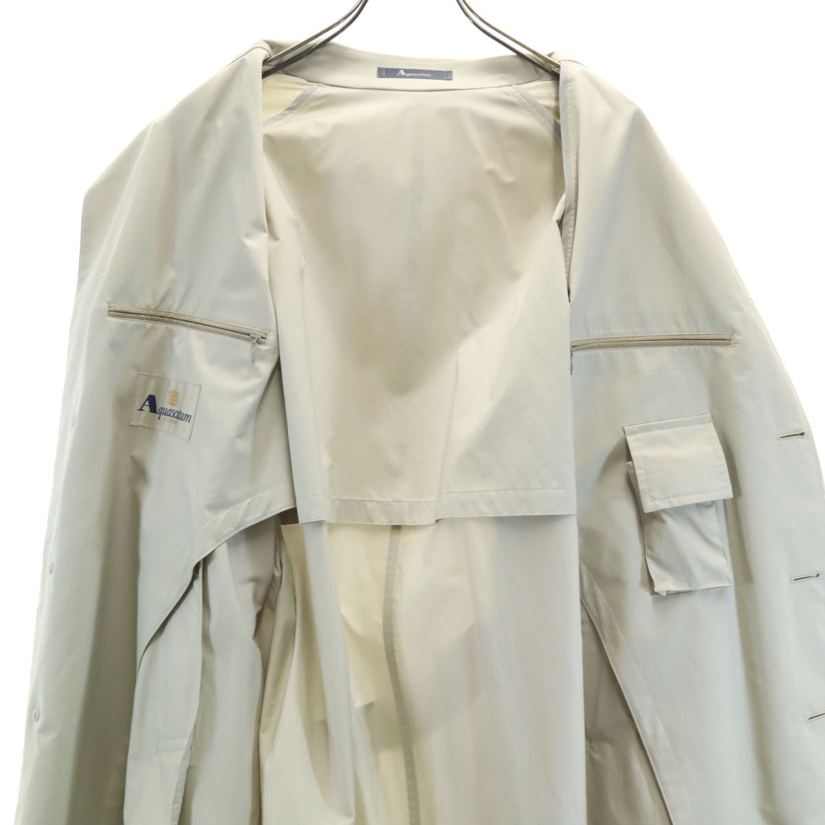 Aquascutum アクアスキュータム 90s 日本製 オールド ステンカラーコート 4S グレージュ レディース