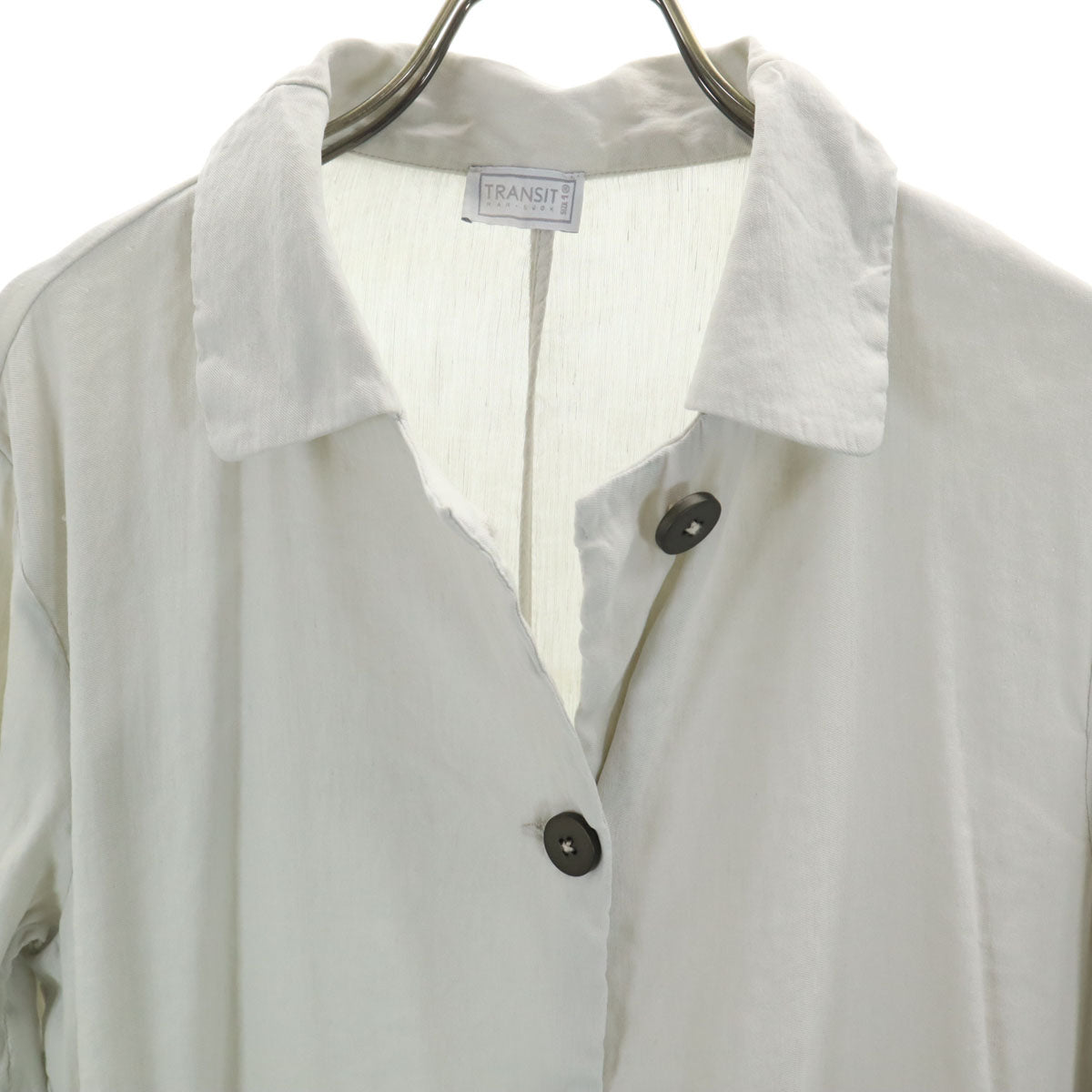 TRANSIT トランジット イタリア製 リネンブレンド ステンカラーコート 1 ライトグレー ストレッチ レディース