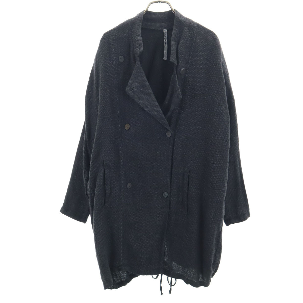 TRANSIT トランジット イタリア製 リネン ダブルブレスト コート 1 チャコールグレー レディース