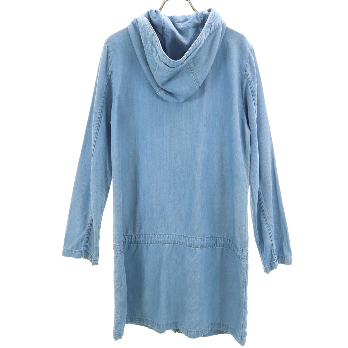 MAX&CO マックスアンドコー シャンブレー フーデッド コート 40 ブルー マックスマーラ レディース