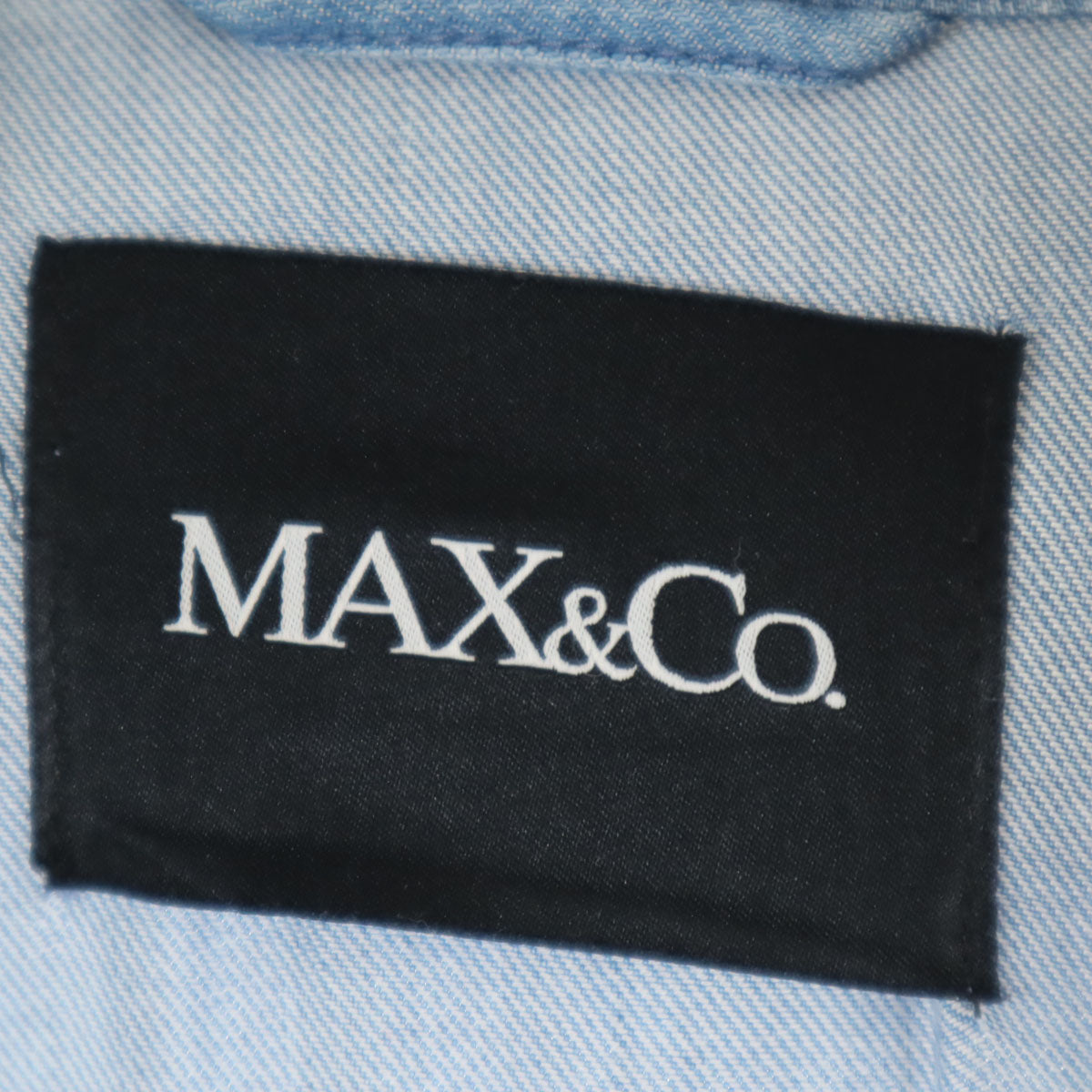 MAX&CO マックスアンドコー シャンブレー フーデッド コート 40 ブルー マックスマーラ レディース