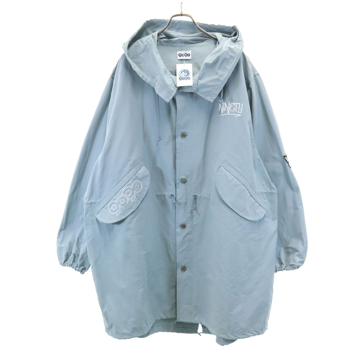 未使用 9090 ナインティナインティ 長袖 モッズコート M くすみブルー メンズ