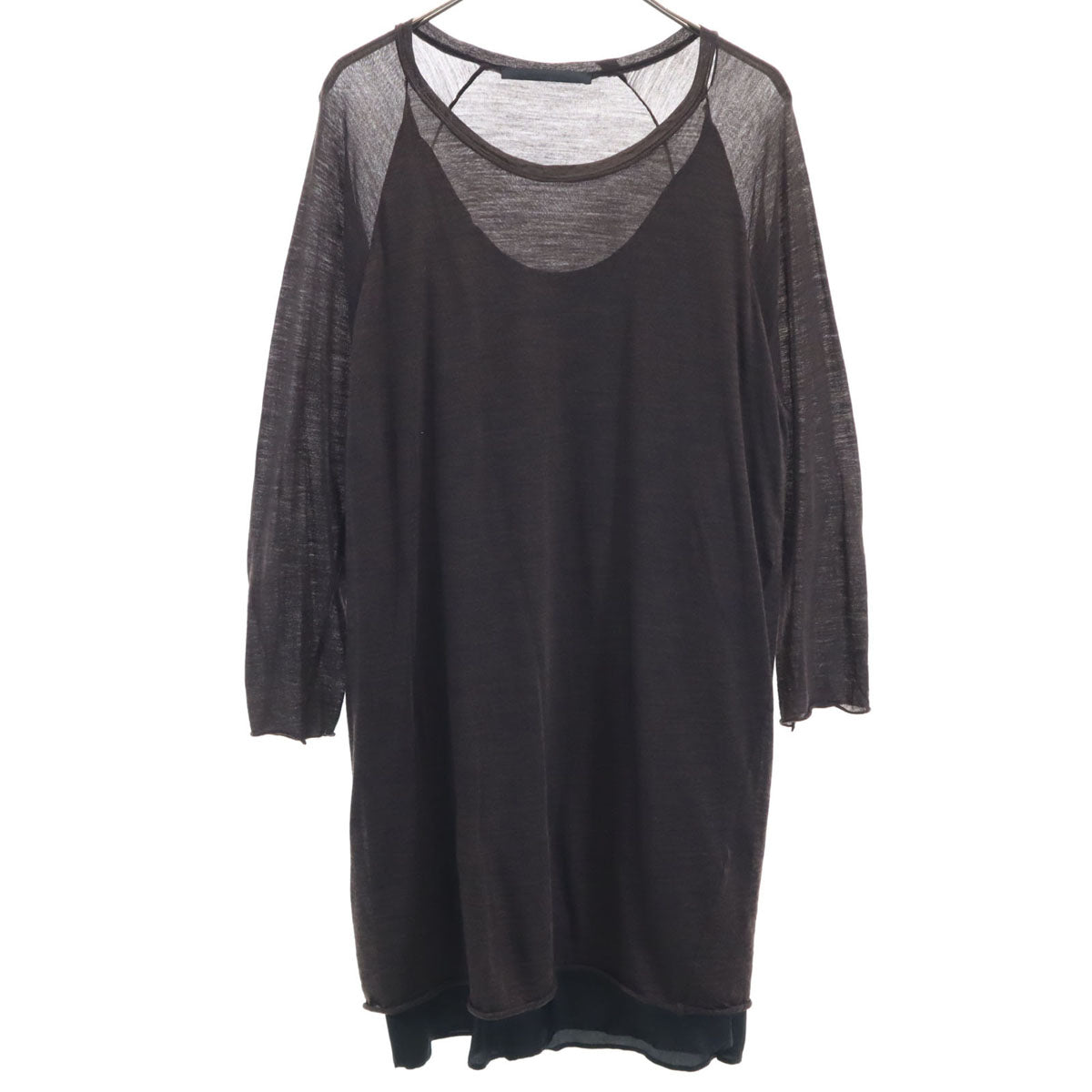 エルザエストロジー ウールブレンド フランス製 長袖 ワンピース 38 ブラウン レディース