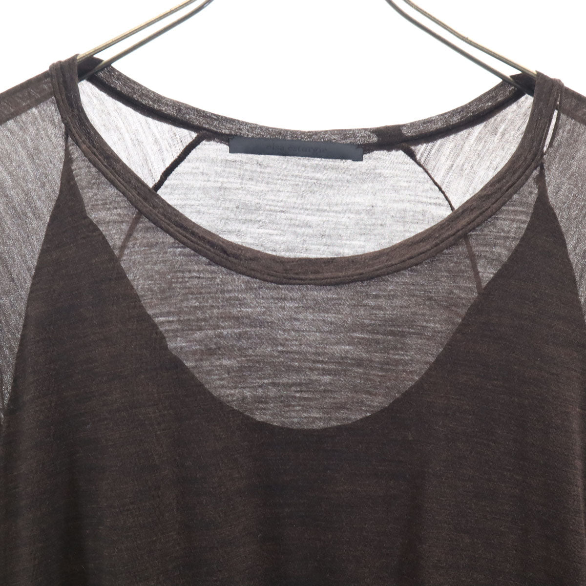 エルザエストロジー ウールブレンド フランス製 長袖 ワンピース 38 ブラウン レディース