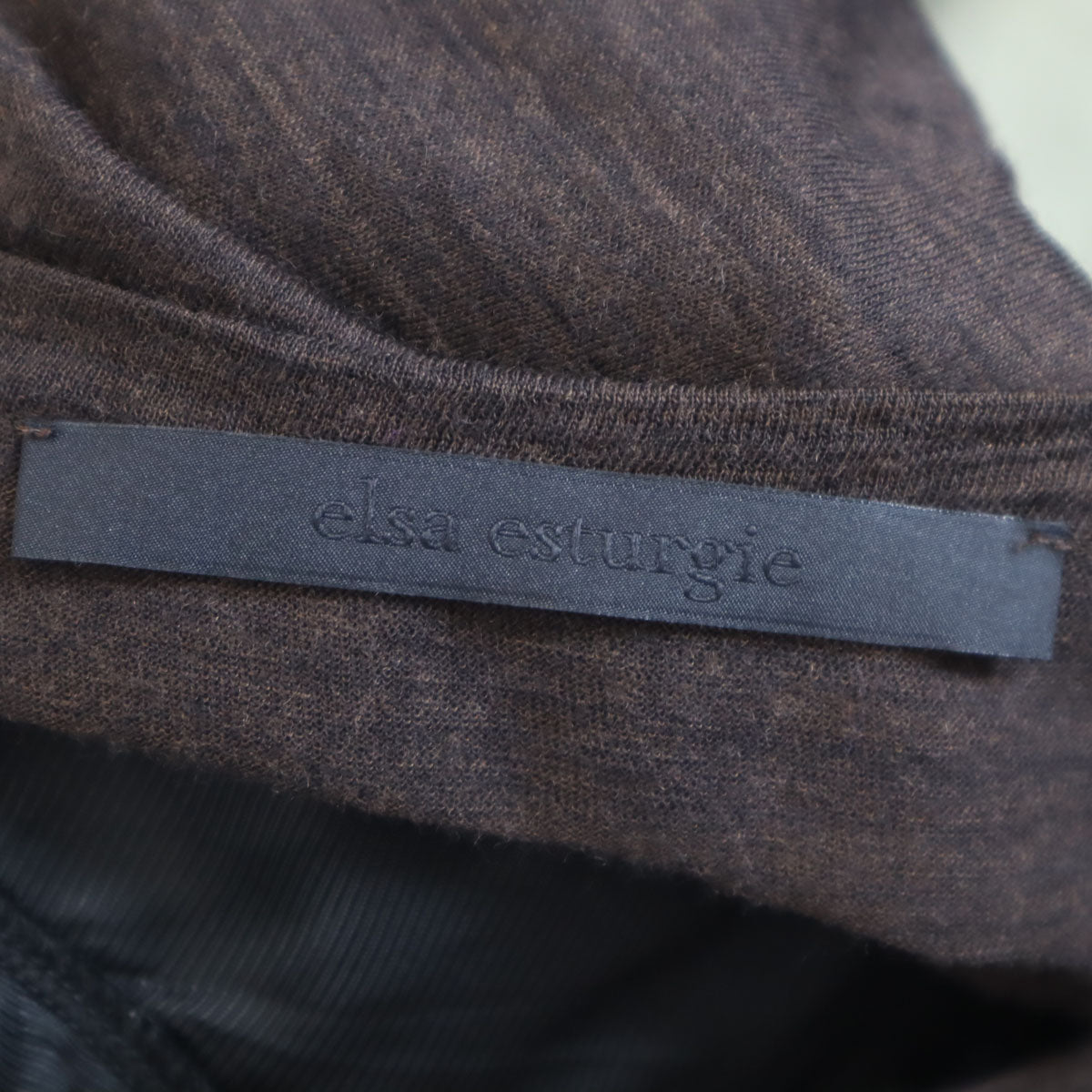 エルザエストロジー ウールブレンド フランス製 長袖 ワンピース 38 ブラウン レディース