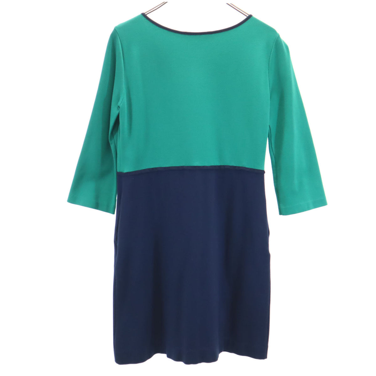 VIVIENNE TAM ヴィヴィアンタム 日本製 バイカラー 7分袖 ミニワンピース 0 グリーン×ネイビー レディース