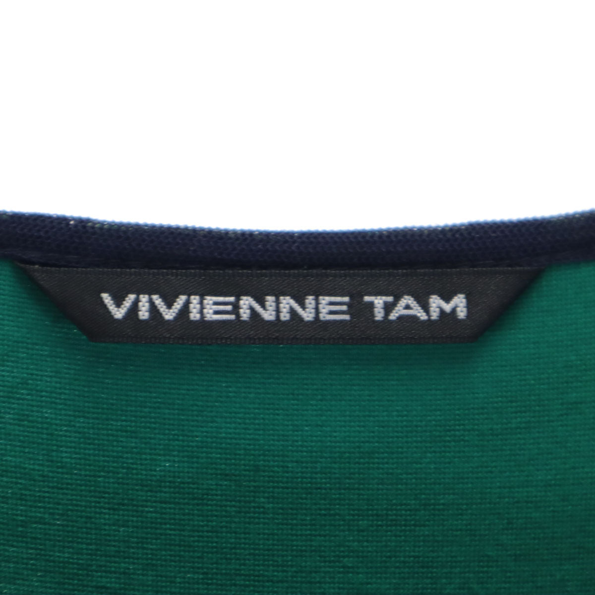 VIVIENNE TAM ヴィヴィアンタム 日本製 バイカラー 7分袖 ミニワンピース 0 グリーン×ネイビー レディース