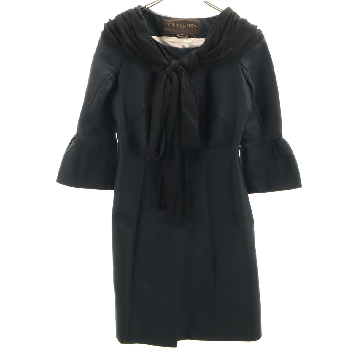 LOUIS VUITTON ルイヴィトン フランス製 シルク 7分袖 コート 36 ブラック系 レディース
