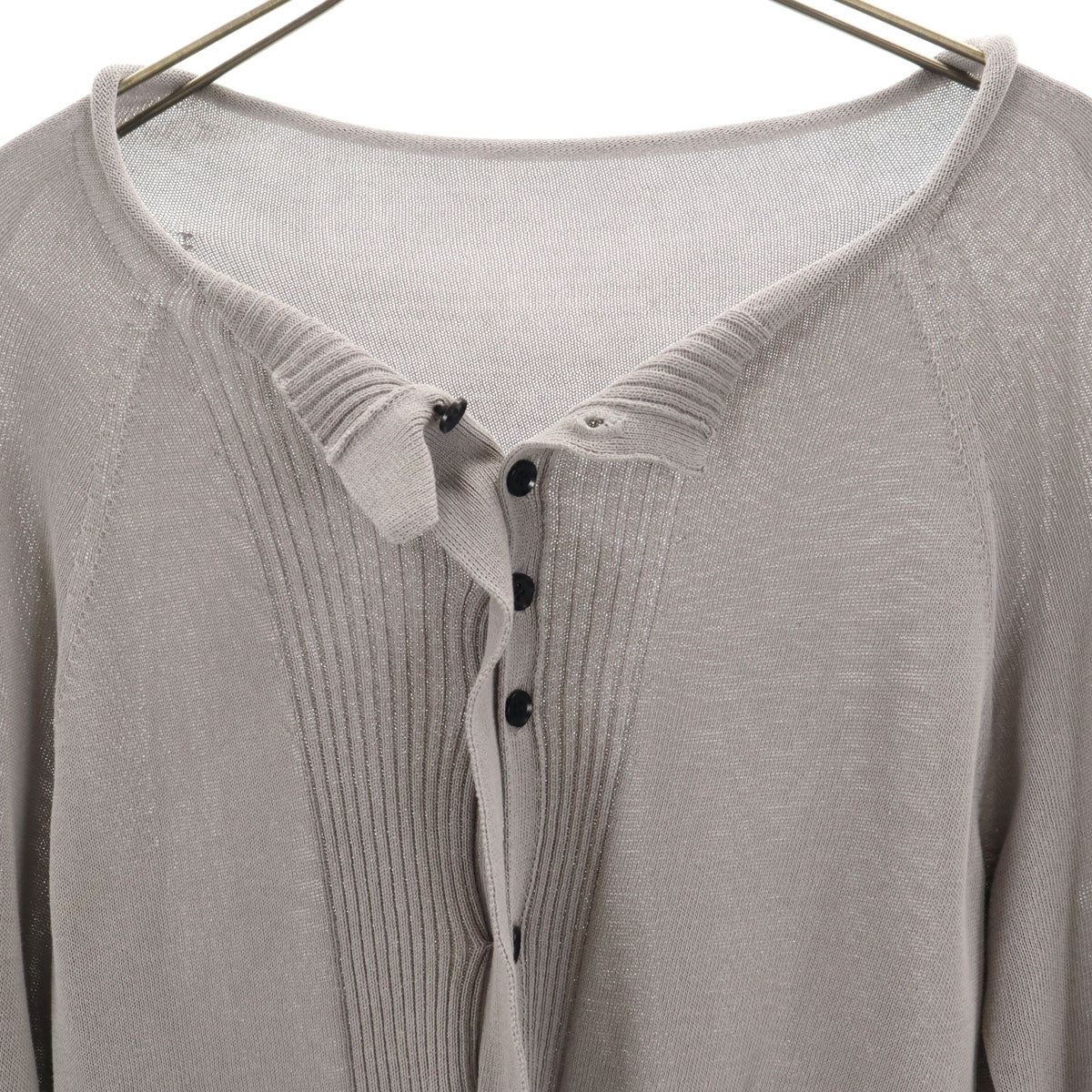 Y's ワイズ 日本製 長袖 プルオーバー ニットカーディガン 2 グレー ヨウジヤマモト レディース