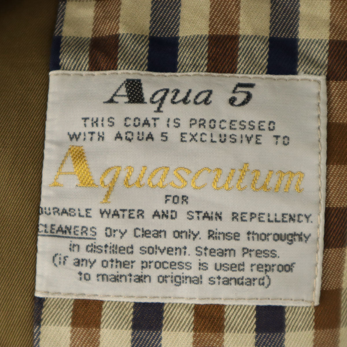 Aquascutum アクアスキュータム 60s 70s イングランド製 ヴィンテージ Aqua5 ステンカラーコート オリーブ メンズ