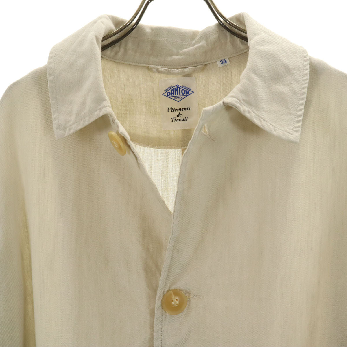 Danton ダントン リネンブレンド ステンカラーコート 34 グレージュ レディース