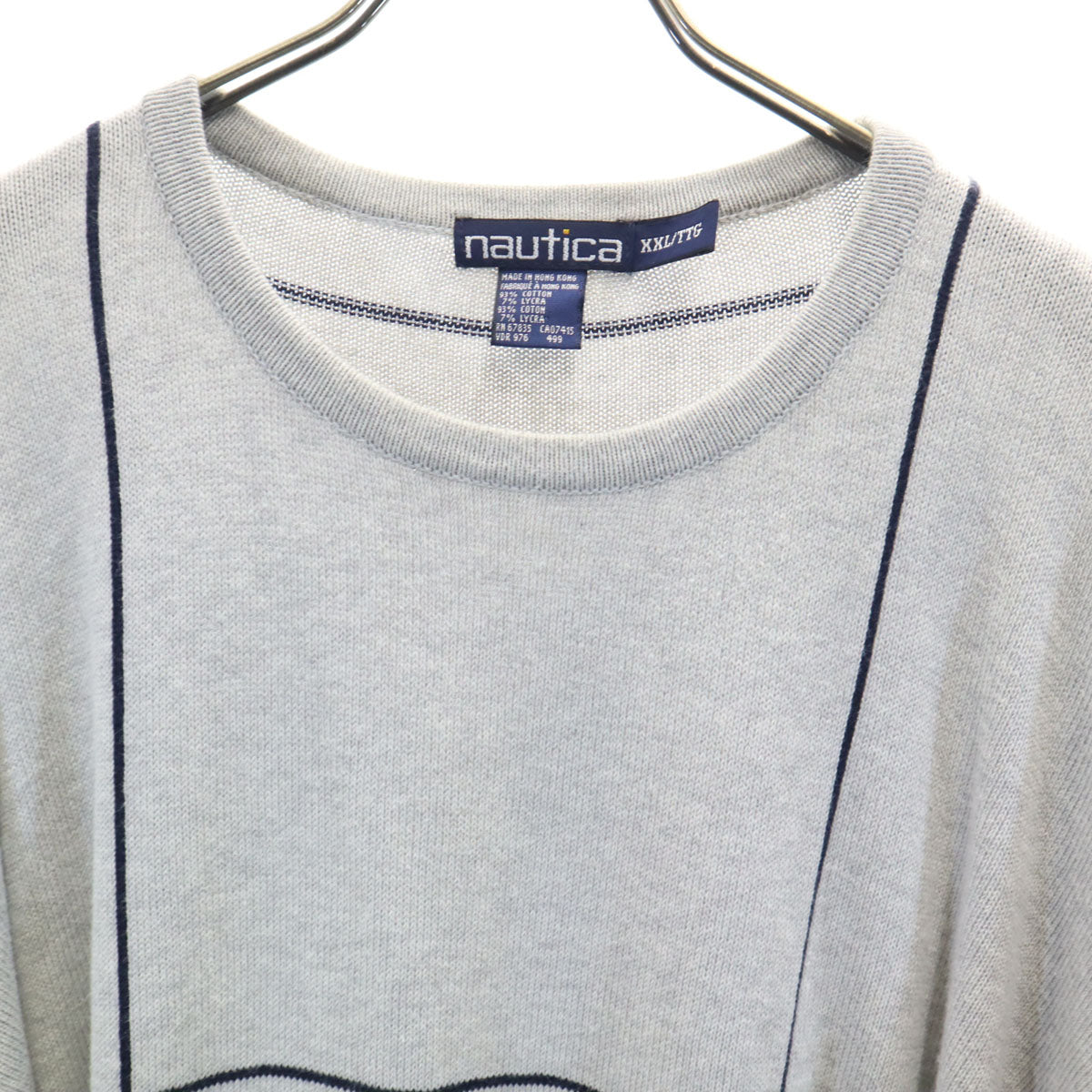 NAUTICA ノーティカ 90s オールド チェック柄 長袖 ニット XXL グレー セーター ビッグサイズ メンズ