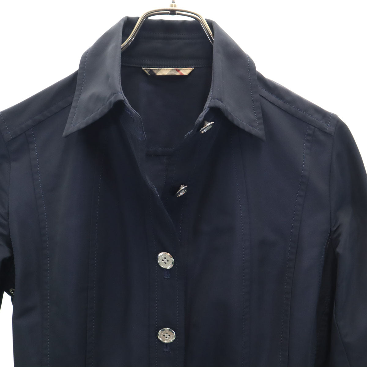BURBERRY LONDON バーバリーロンドン 日本製 ステンカラーコート 40 ネイビー 三陽商会 レディース