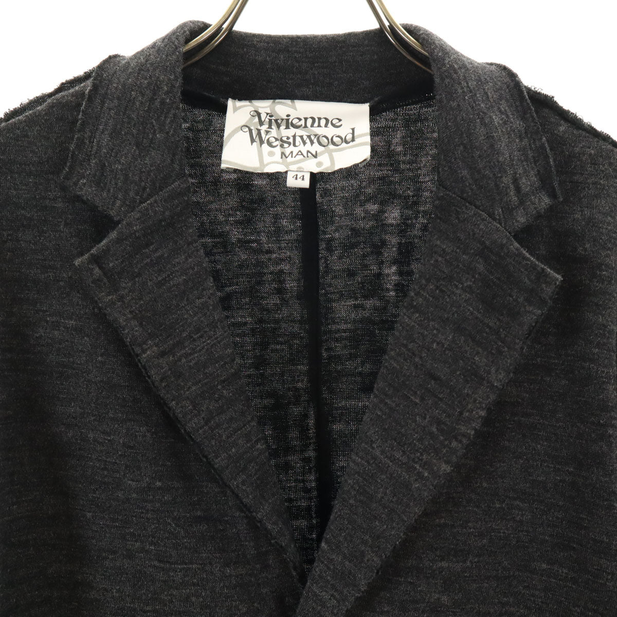 Vivienne WestwoodMAN ヴィヴィアンウエストウッドマン 日本製 カットオフ加工 テーラードジャケット 44 チャコールグレー アンコン メンズ