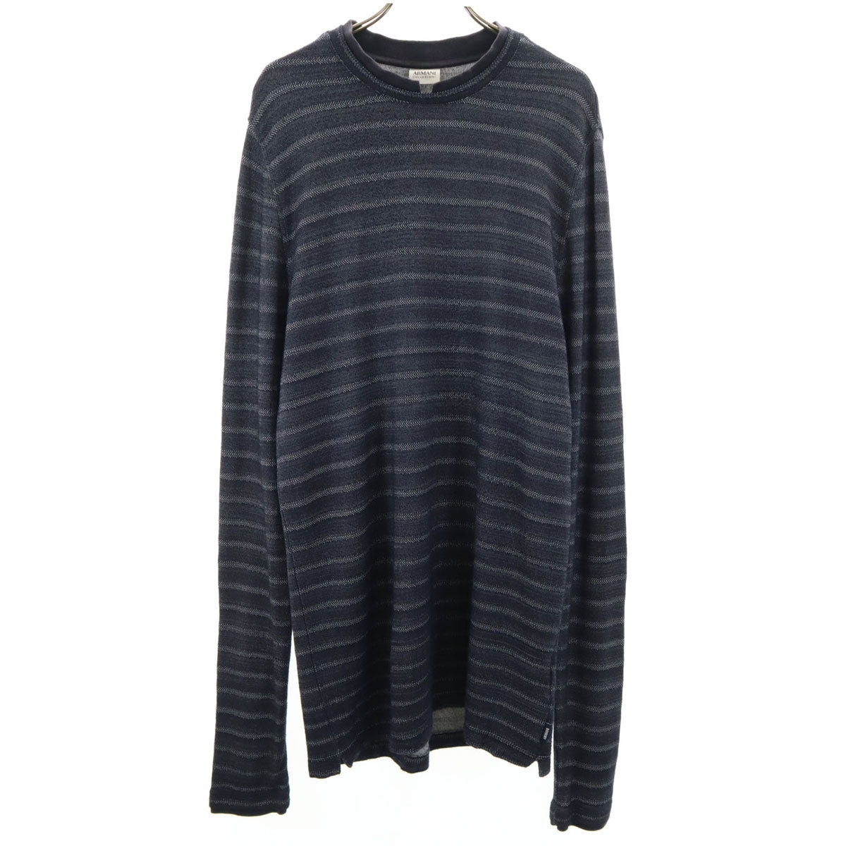 ARMANI COLLEZIONI アルマーニコレッツォーニ ボーダー柄 長袖 オーバーサイズ ニット XL ネイビー トップス メンズ