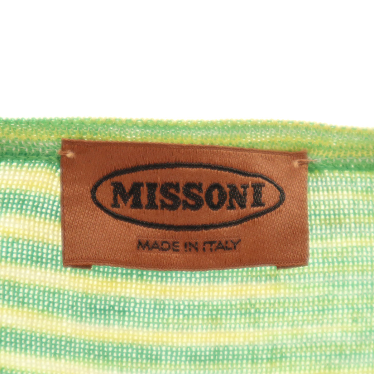 Missoni ミッソーニ イタリア製 ボーダー柄 7分袖 ニット ワンピース 48 グリーン レディース