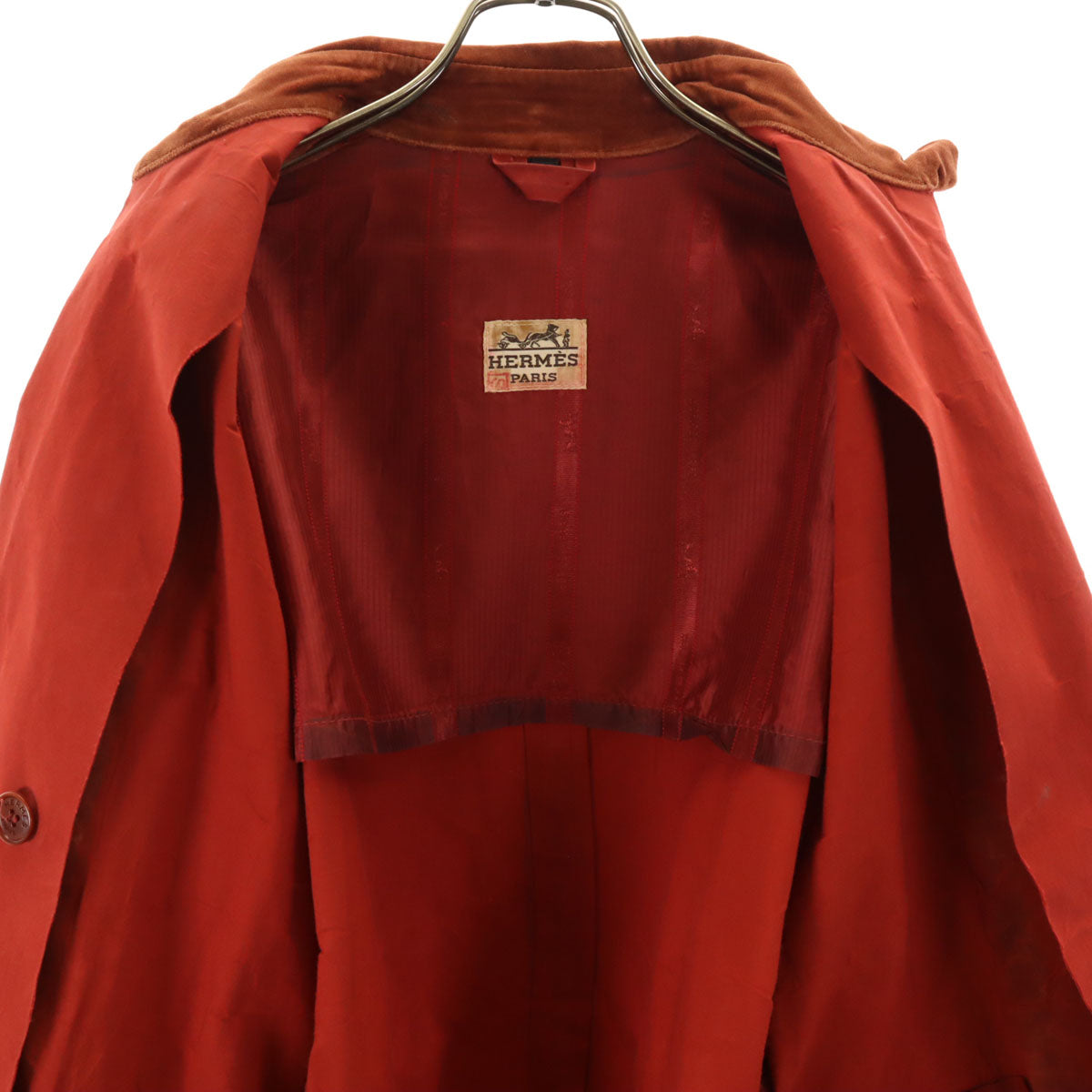 HERMES エルメス 80s スコットランド製 ヴィンテージ アルスター コート L レッド系 レディース