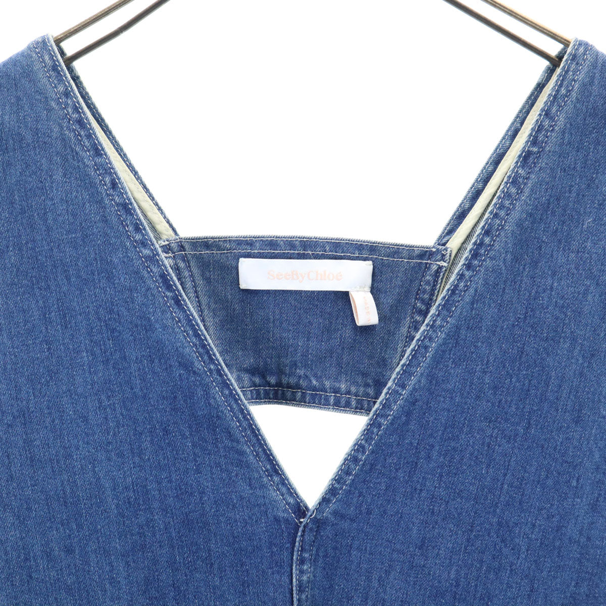 SEE BY CHLOE シーバイクロエ イタリア製 ノースリーブ デニム ワンピース 38 ブルー レディース