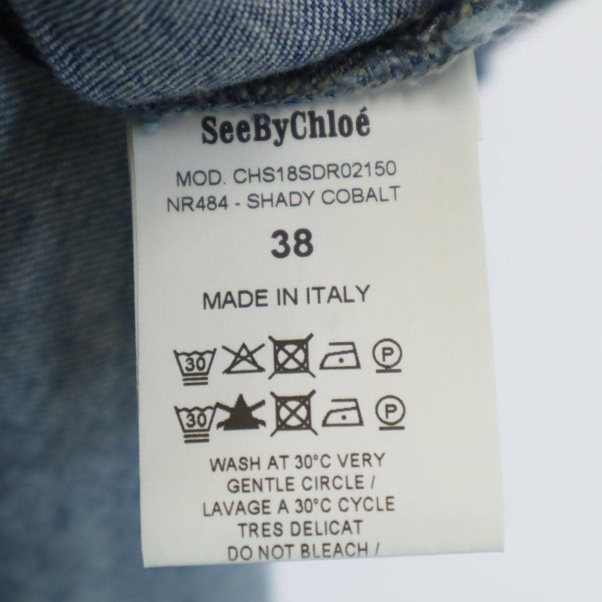 SEE BY CHLOE シーバイクロエ イタリア製 ノースリーブ デニム ワンピース 38 ブルー レディース