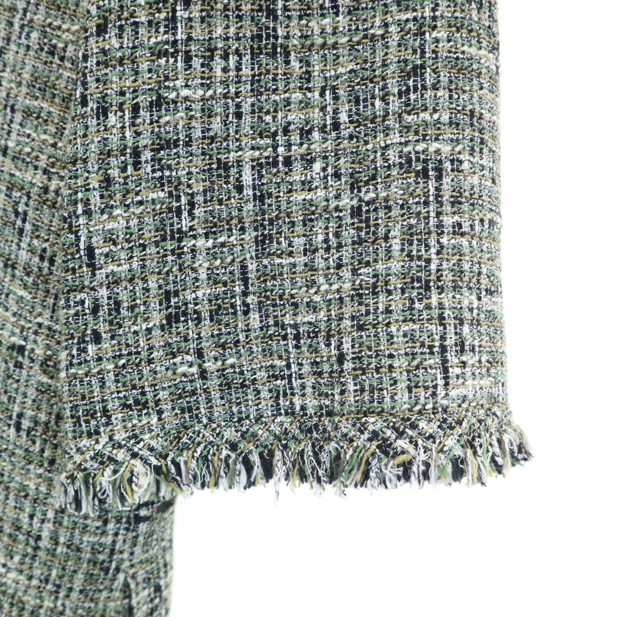 未使用 Rene ルネ 日本製 半袖 ツイード ワンピース 36 グリーン レディース