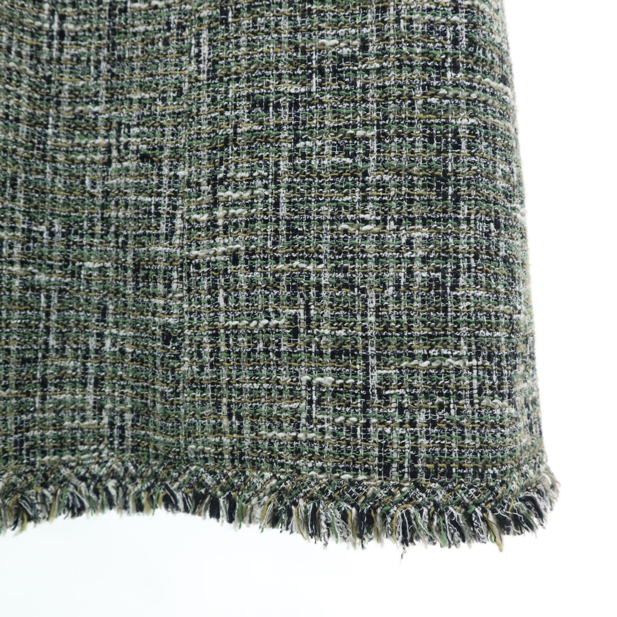 未使用 Rene ルネ 日本製 半袖 ツイード ワンピース 36 グリーン レディース