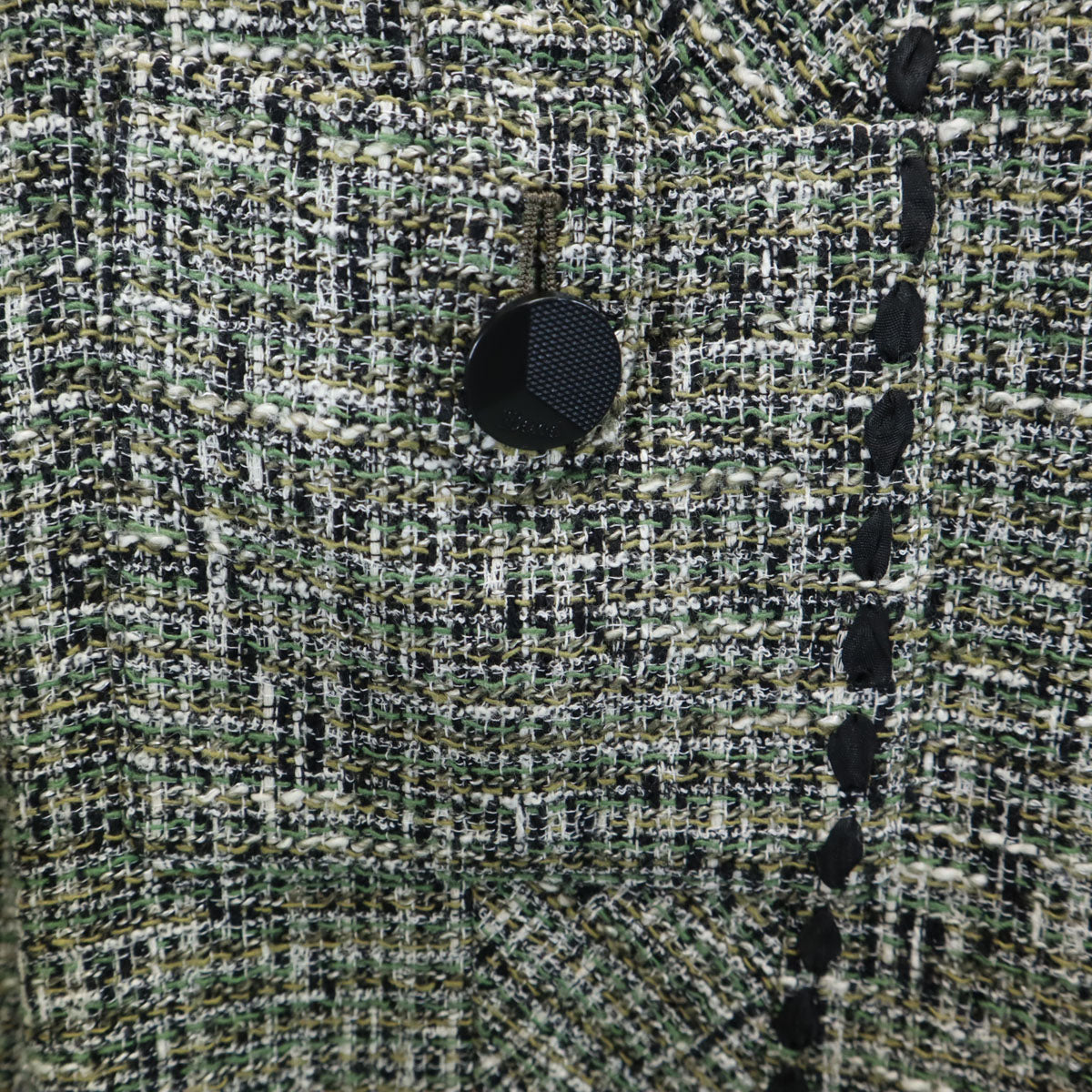 未使用 Rene ルネ 日本製 半袖 ツイード ワンピース 36 グリーン レディース