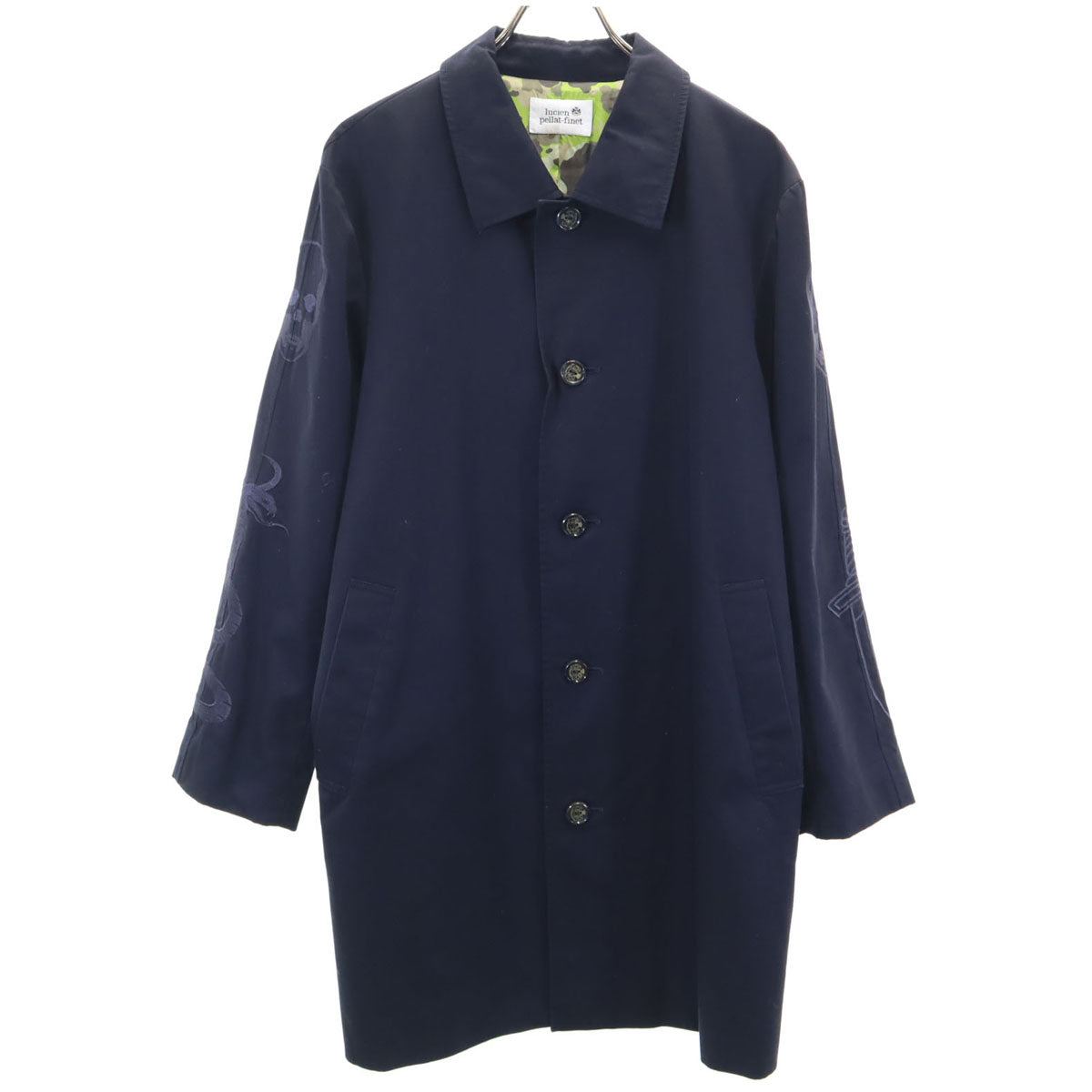 Lucien Pellat-Finet ルシアンペラフィネ 日本製 ステンカラーコート M ネイビー メンズ