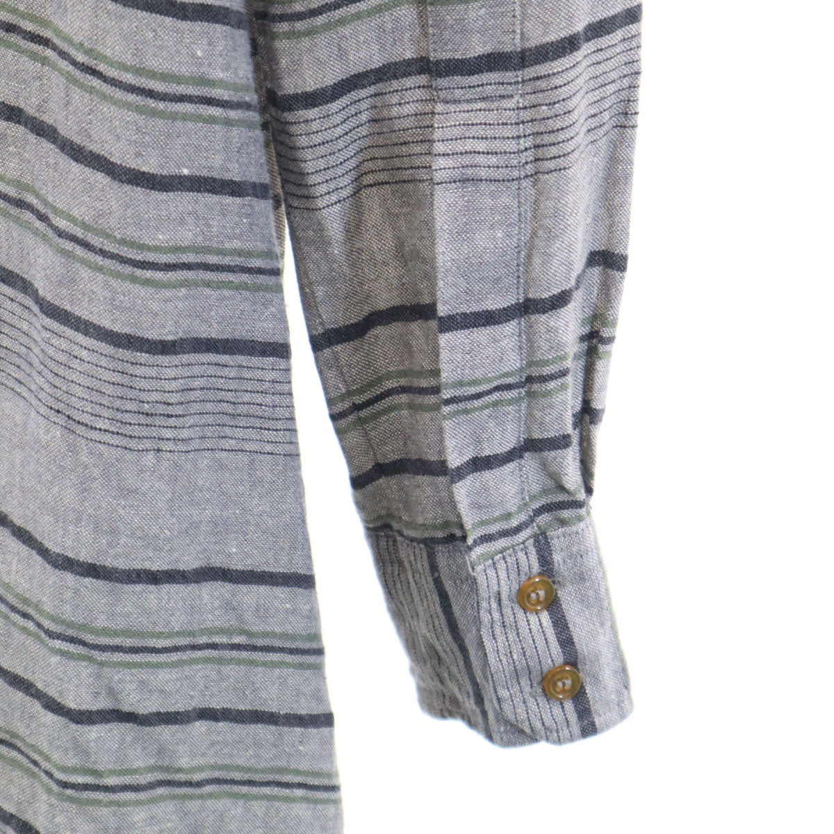 Vivienne WestwoodMAN ヴィヴィアンウエストウッドマン 日本製 オーブ ボーダー柄 長袖 ロングシャツ 44 グレー リネンシャツ メンズ