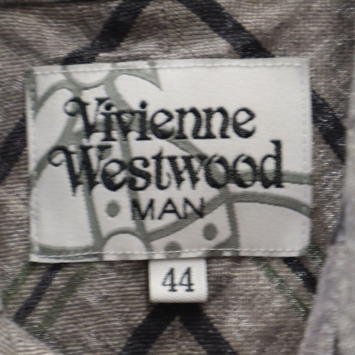 Vivienne WestwoodMAN ヴィヴィアンウエストウッドマン 日本製 オーブ ボーダー柄 長袖 ロングシャツ 44 グレー リネンシャツ メンズ