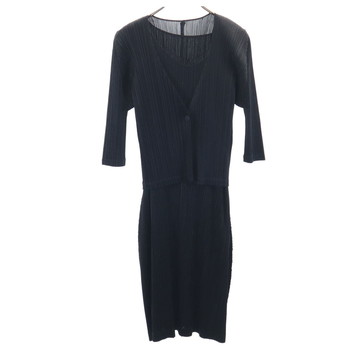 PLEATS PLEASE プリーツプリーズ 日本製 ノースリーブ プリーツ ワンピース 3 ブラック アンサンブル レディース