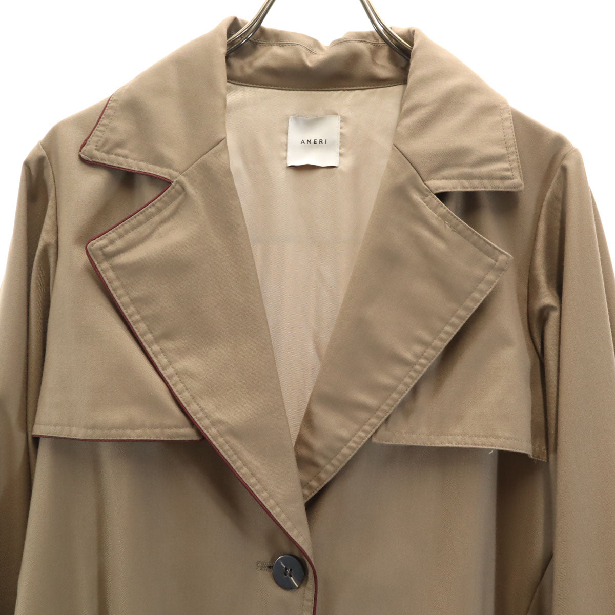 AMERI UNDRESSED アメリ プリ-ツ切替 ロング トレンチコート ブラウン レディース