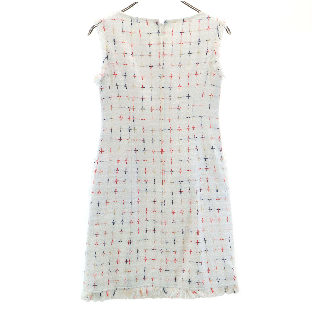 Rene ルネ 日本製 ノースリーブ ツイード ドレス ワンピース 34 ホワイト系 レディース
