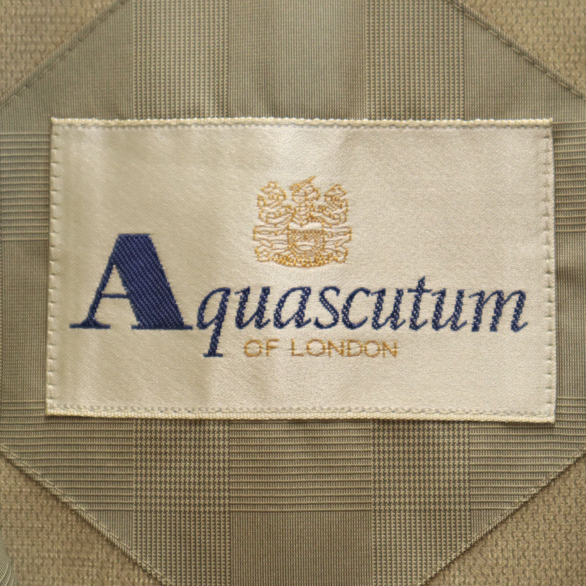 Aquascutum アクアスキュータム 日本製 チェック柄 ステンカラーコート ベージュ メンズ