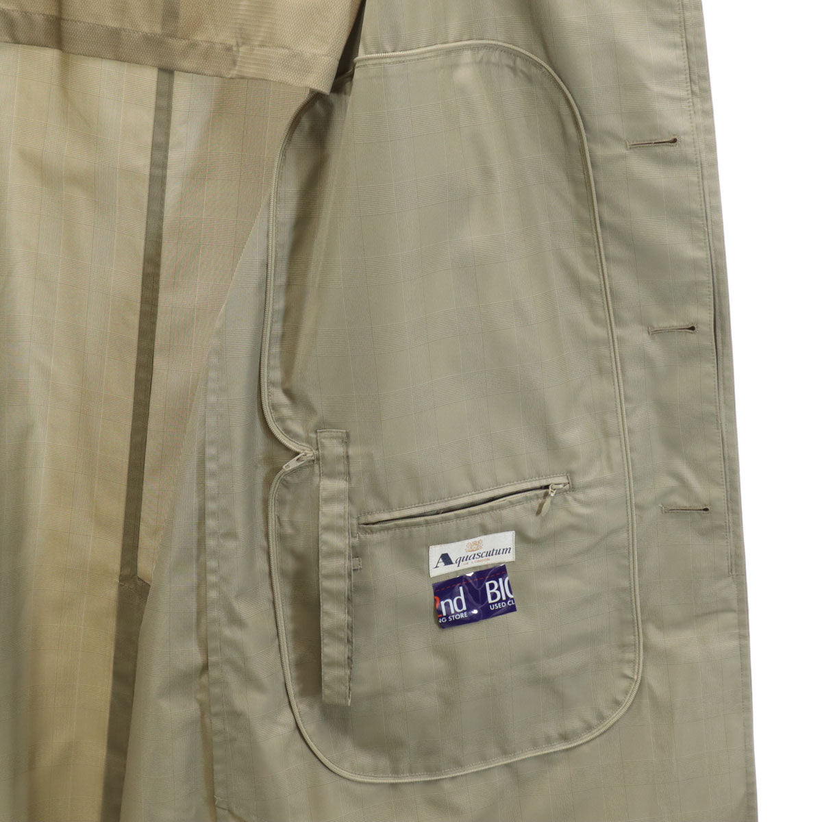 Aquascutum アクアスキュータム 日本製 チェック柄 ステンカラーコート ベージュ メンズ
