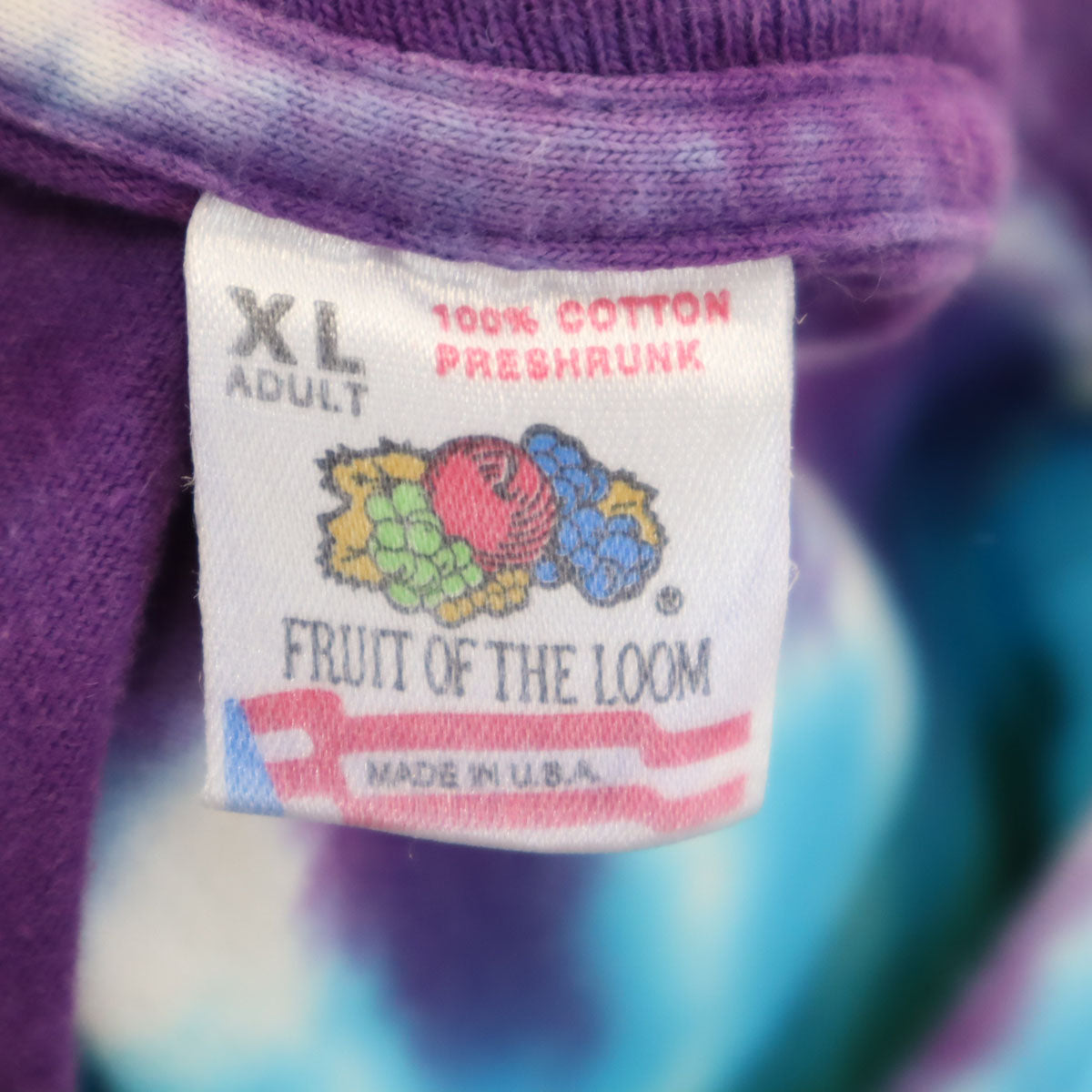 FRUIT OF THE LOOM フルーツオブザルーム 90s USA製 オールド タイダイ染め 半袖 Tシャツ XL マルチ シングルステッチ メンズ