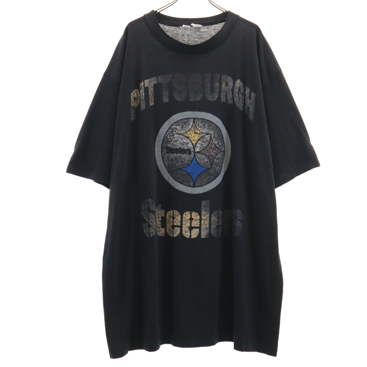OLD オールド 90s NFL ピッツバーグ・スティーラーズ 半袖 ロング Tシャツ ブラック シングルステッチ メンズ