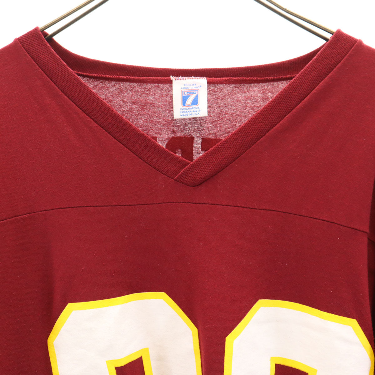 LOGO7 ロゴセブン 90s USA製 オールド WEST BROOK 82 半袖 ロング Vネック Tシャツ レッド系 メンズ