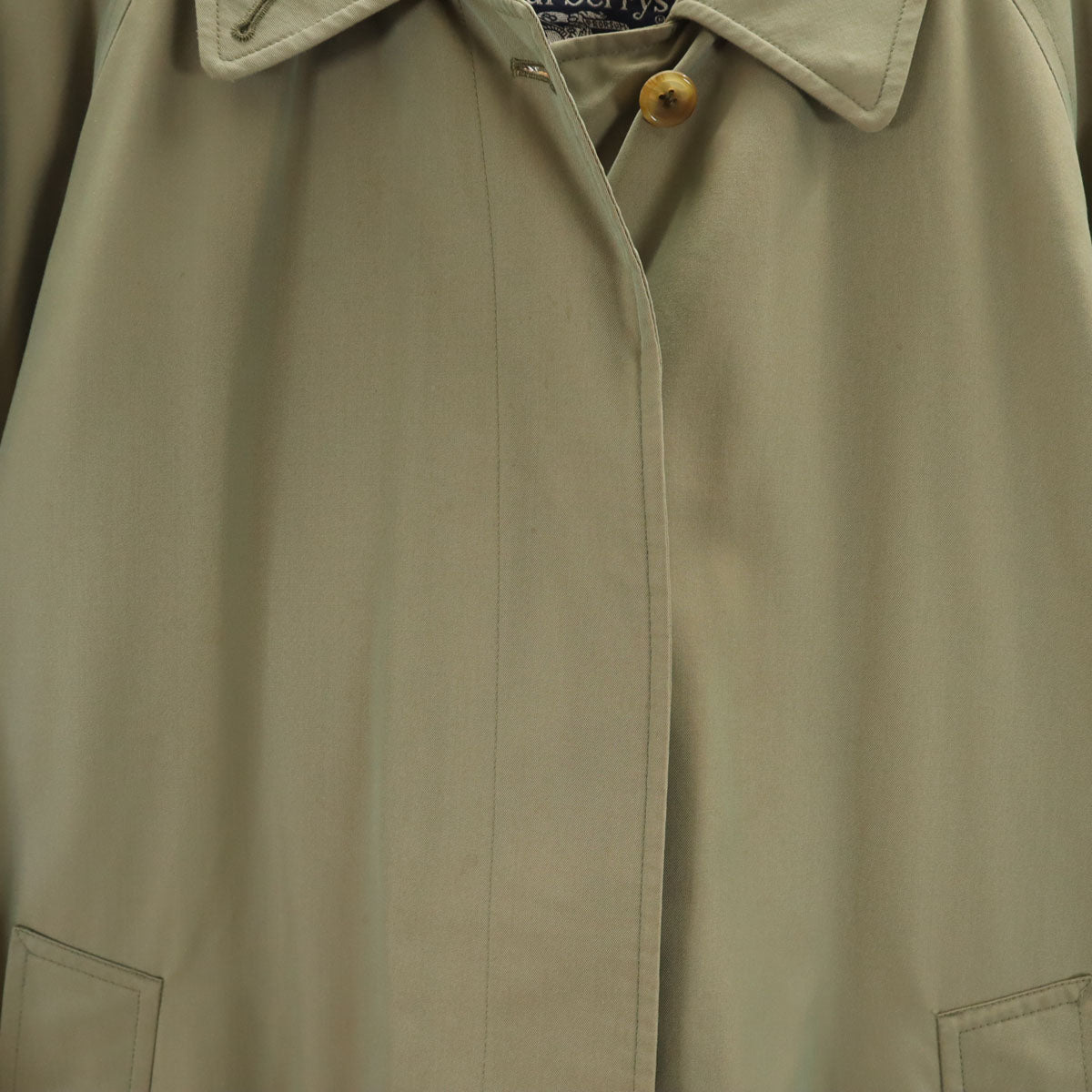 Burberrys バーバリーズ 80s 90s オールド 英国製 玉虫色 ノバチェック柄 ステンカラーコート カーキ レディース