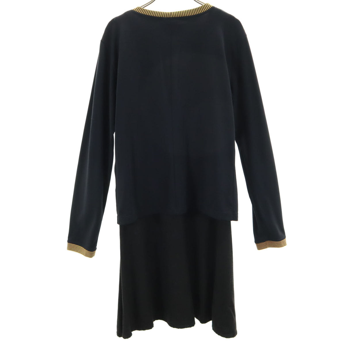 FENDI フェンディ イタリア製 ボーダー柄 長袖 アンサンブル 膝丈ワンピース 46 ネイビー カーディガン レディース