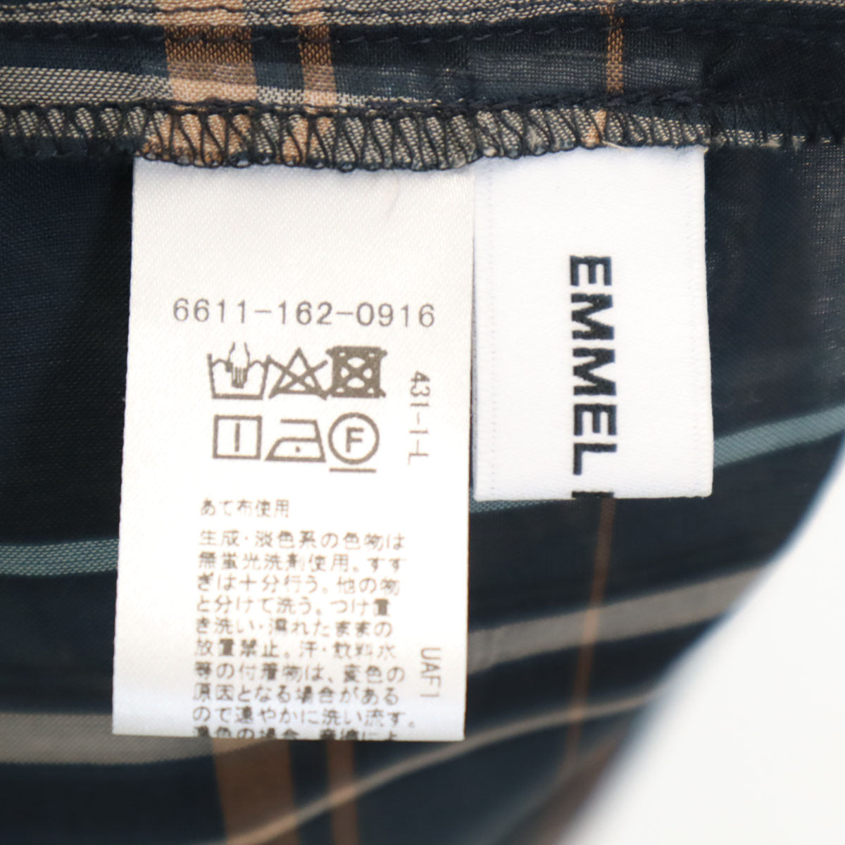 未使用 エメル リファインズ チェック柄 長袖 シアー シャツワンピース FREE ネイビー シースルー レディース