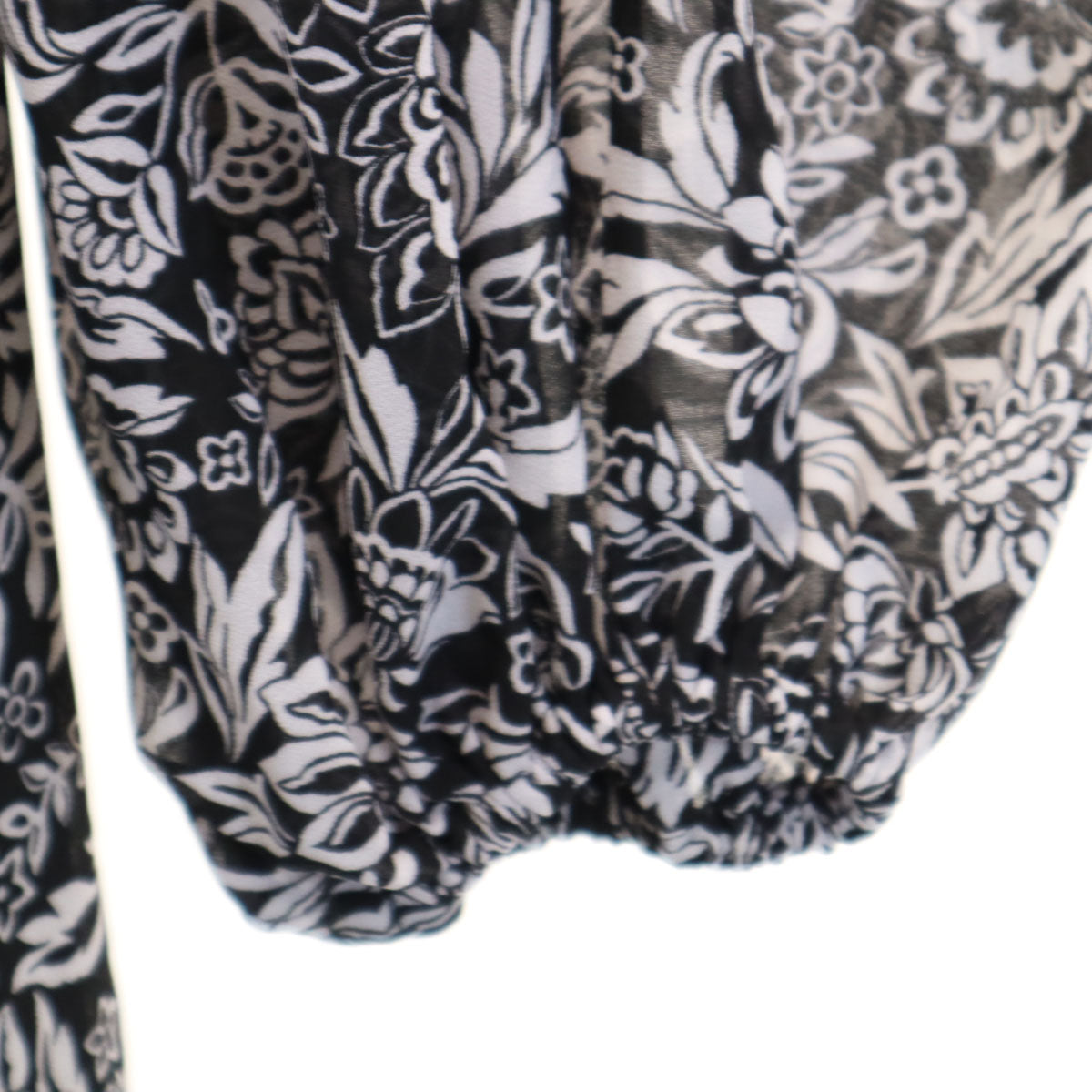 未使用 MICHAEL MICHAEL KORS マイケルマイケルコース 花柄 長袖 シアースリーブ ロングワンピース XS ブラック シースルー レディース