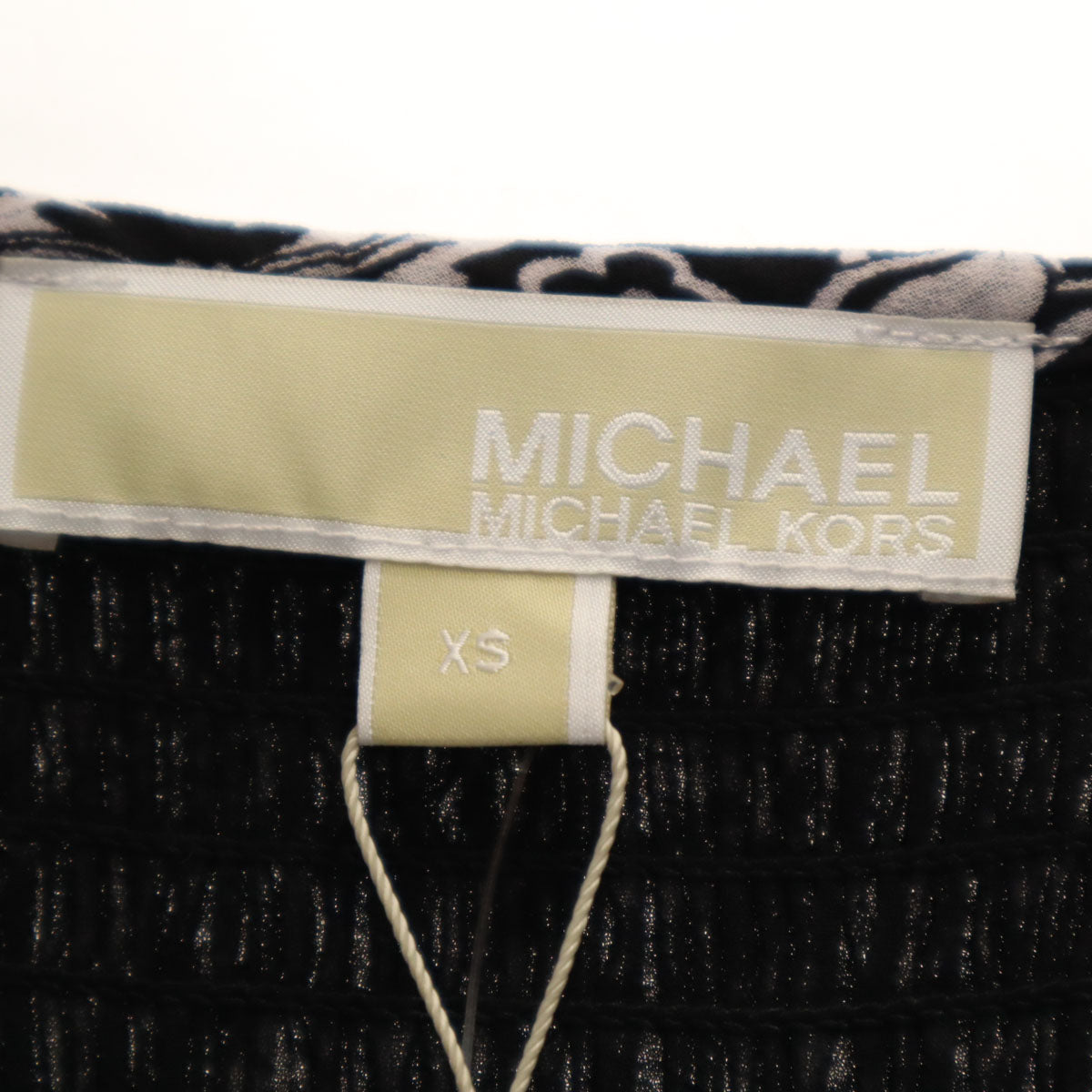 未使用 MICHAEL MICHAEL KORS マイケルマイケルコース 花柄 長袖 シアースリーブ ロングワンピース XS ブラック シースルー レディース